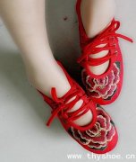 传统经典大红绣花鞋四季老北京绣花鞋女式单鞋布底平底平跟布鞋