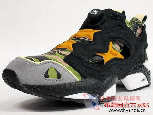 reebok推出联名tiger camo虎纹迷彩pump fury跑鞋。