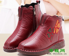 泰和源老北京布鞋妈妈棉鞋，厚绒保暖牛筋防滑软底棉靴子BM062-56623黑红色
